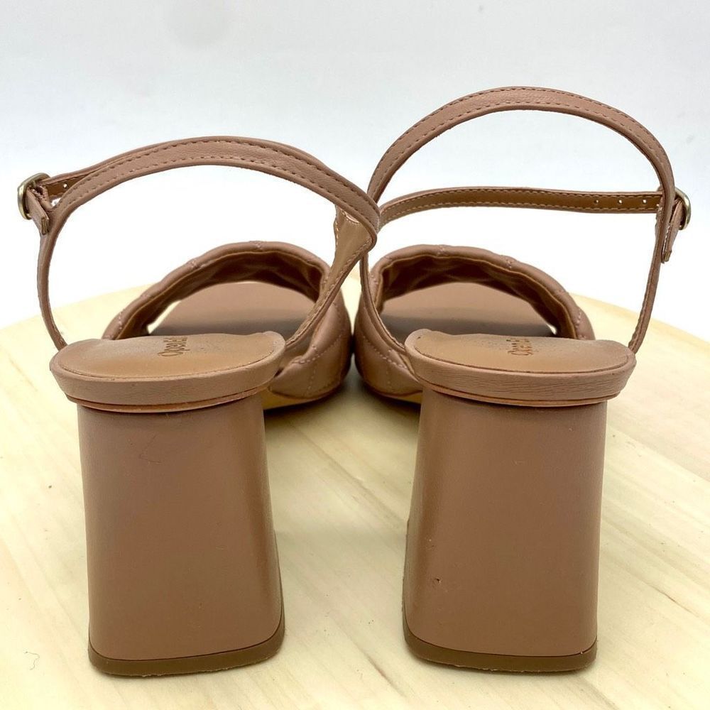 Open Edit by Nordstrom Austyn Quilted Block Heeled Sandals Tan Mocha Size 9M NEW - Picture 4 of 12